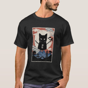 Ninja Vintage Japanischer Sonnenuntergang Stil Kat T-Shirt