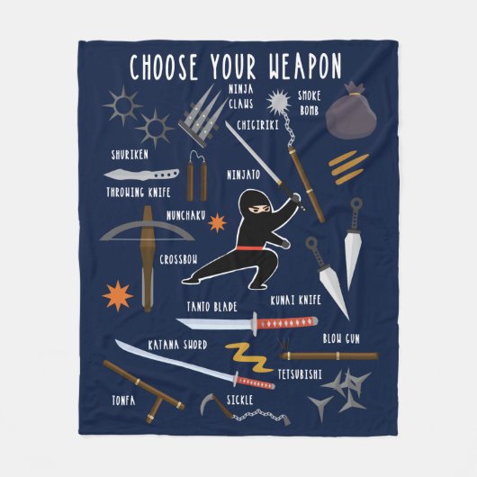 Ninja-Waffen Fleecedecke (Vorderseite)