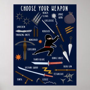 Ninja-Waffen Puzzle Leinwanddruck Poster