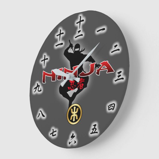 Ninja Warrier Silhouette Große Wanduhr (Winkel)
