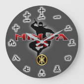 Ninja Warrier Silhouette Große Wanduhr (Vorderseite)