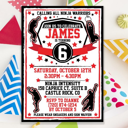 Ninja Warrior Birthday Einladung / Parkour Einladu