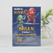 Ninja Warrior Birthday Party Einladung (Stehend Vorderseite)