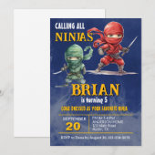 Ninja Warrior Birthday Party Einladung (Vorne/Hinten)