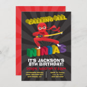 Ninja Warrior Birthday Party Einladung (Vorne/Hinten)