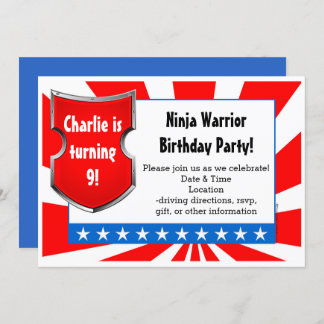 Ninja Warrior Birthday Party Kinder Boys Patriotic Einladung