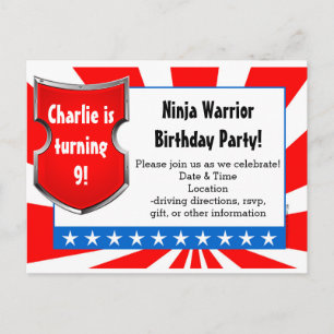 Ninja Warrior Birthday Party Kinder Boys Patriotic Einladungspostkarte