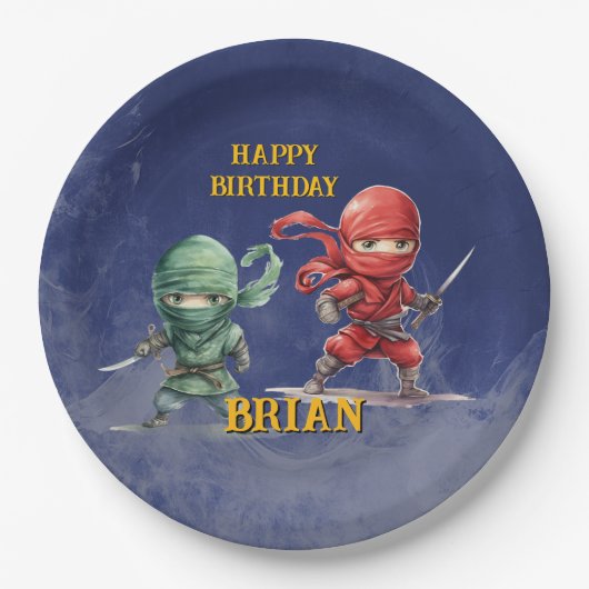 Ninja Warrior Birthday Party Pappteller (Vorderseite)