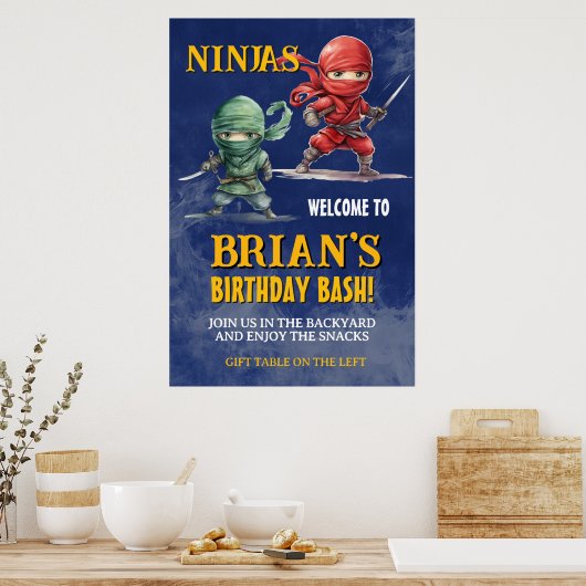 Ninja Warrior Birthday Party Poster (Küche)