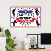 Ninja Warrior Birthday Party Red & Blue Poster (Heimbüro)