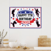 Ninja Warrior Birthday Party Red & Blue Poster (Küche)