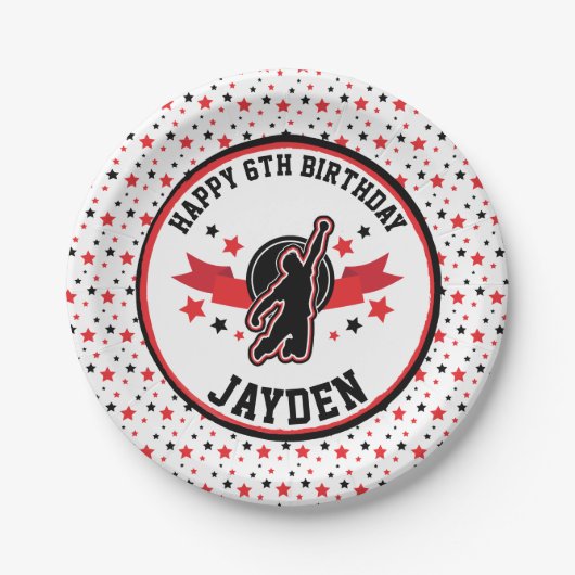 Ninja Warrior Black and Red Birthday Party Pappteller (Vorderseite)
