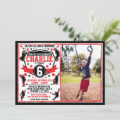 Ninja Warrior Boys Birthday Foto Einladung (Stehend Vorderseite)