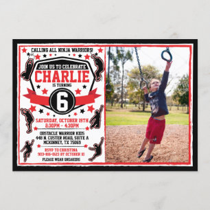 Ninja Warrior Boys Birthday Foto Einladung
