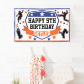 Ninja Warrior Boys Birthday Party Blue & Orange Banner (Insitu)