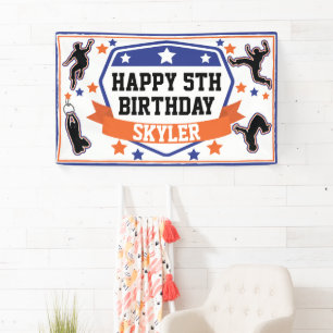 Ninja Warrior Boys Birthday Party Blue & Orange Banner