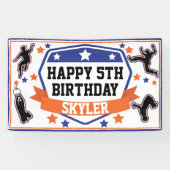 Ninja Warrior Boys Birthday Party Blue & Orange Banner (Horizontal)