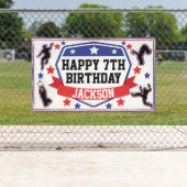 Ninja Warrior Boys Birthday Party Blue & Red Banner (Insitu)