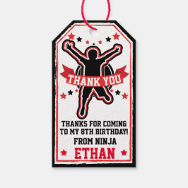 Ninja Warrior Boys Black and Red Danke Tags Geschenkanhänger