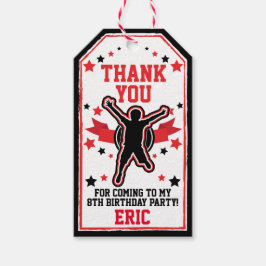 Ninja Warrior Boys Black & Red zum Geburtstag Geschenkanhänger