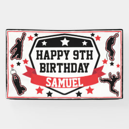 Ninja Warrior Boys Geburtstagsparty Black & Red Banner