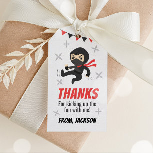 Ninja Warrior Favor Tags Boy Red und Black Geschenkanhänger