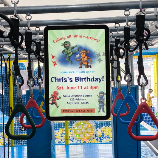 Ninja Warrior Geburtstag Einladung