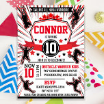 Ninja Warrior Geburtstagsparty Behindertenkurs Einladung<br><div class="desc">Mit dieser "American Ninja Warrior" thematischen Einladung feiern Sie Ihr nächstes Geburtstagsfest bei Ninja. Mit Schwarz,  Weiß und Rot und männlichen Silhouetten in Aktion auf dem Ninja Kurs! Auch das Backdesign steht zur Verfügung. Entworfen von invitecentral.com</div>