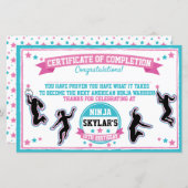 Ninja Warrior Girl Party Certificate of Completion (Vorne/Hinten)