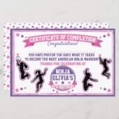 Ninja Warrior Girl Party Certificate of Completion (Vorne/Hinten)