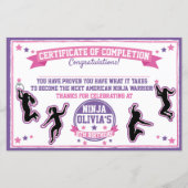 Ninja Warrior Girl Party Certificate of Completion (Vorderseite)