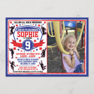 Ninja Warrior Girls Birthday Foto Einladung