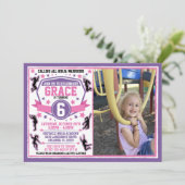 Ninja Warrior Girls Birthday Foto Einladung (Stehend Vorderseite)