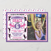 Ninja Warrior Girls Birthday Foto Einladung (Vorne/Hinten)