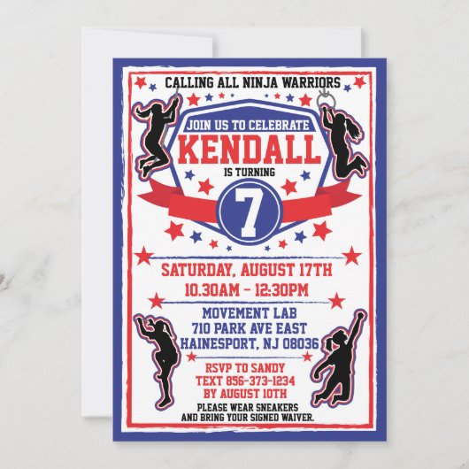 Ninja Warrior Girls Birthday Party Einladung (Vorderseite)