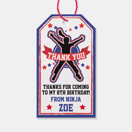 Ninja Warrior Girls Birthday Party Geschenkanhänger (Vorderseite)