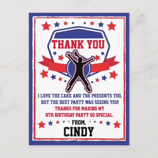 Ninja Warrior Girls Danke Postkarte (Vorderseite)