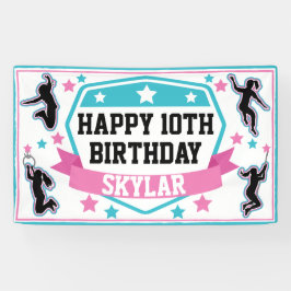 Ninja Warrior Girls Geburtstagsparty Pink & Aquama Banner