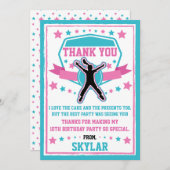 Ninja Warrior Girls Pink & Aquamarin Dankeschön Ka Dankeskarte (Vorne/Hinten)