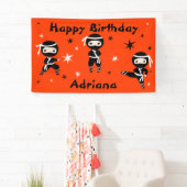 Ninja Warrior Girls Pink Birthday Party Banner (Insitu)