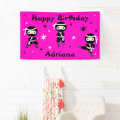 Ninja Warrior Girls Pink Birthday Party Banner (Insitu)
