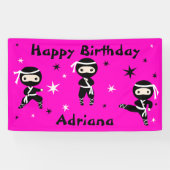 Ninja Warrior Girls Pink Birthday Party Banner (Horizontal)