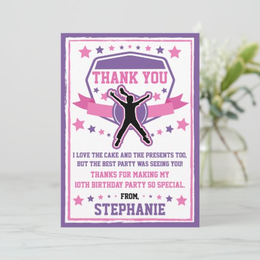 Ninja Warrior Girls Pink & Lila Dankeschön Karte (Stehend Vorderseite)