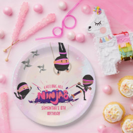 Ninja Warrior Girls Pink Pappteller
