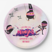Ninja Warrior Girls Pink Pappteller (Vorderseite)