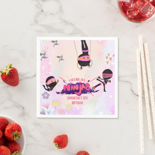 Ninja Warrior Girls Pink Serviette (Beispiel)