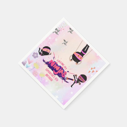 Ninja Warrior Girls Pink Serviette (Ecke)