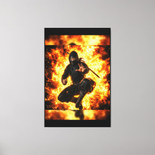 Ninja Warrior im Feuer 40x60 Leinwanddruck