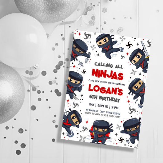 Ninja Warrior Karate Birthday Einladung