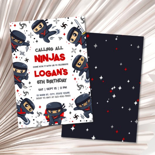 Ninja Warrior Karate Birthday Einladung